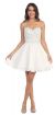 Strapless Lace & Beads Bodice Short Party Bridesmaid Dress in Ivory